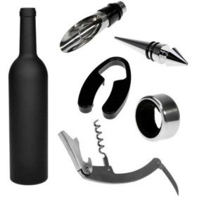 ABRIDOR VINHO 5 PEÇAS INOX PRETO