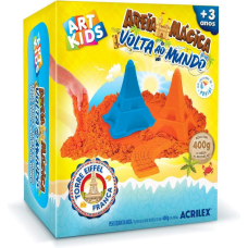 AREIA MÁGICA ACRILEX 400G KIT VOLTA AO MUNDO TORRE EIFFEL +3 ANOS REF 05915