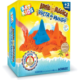 AREIA MÁGICA ACRILEX 400G KIT VOLTA AO MUNDO TORRE EIFFEL REF 05915
