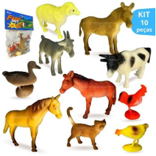 ANIMAIS DA FAZENDA KIT COM 10 UNIDADES SORTIDAS REF 1572