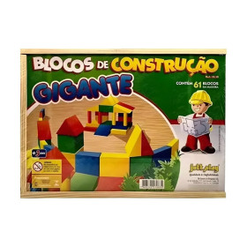 BLOCOS DE CONSTRUÇÃO PEDAGÓGICO 61 PEÇAS GIGANTES MADEIRA JOTT PLAY REF.3030 +2 ANOS