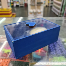 CAIXA MDF AZUL COM TAMPA EM ACRILICO TRANSPARENTE 19X10X6CM ARTESANAL KRISS JONES