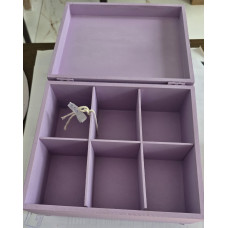 CAIXA MDF PARA CHÁ COM DOBRADIÇA E 6 DIVISÕES 6X19X22.5CM REF 3986 PINTADA A MÃO KRISS JONES
