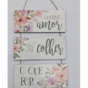 PLACA DECORATIVA MDF COM CORDA "CULTIVE AMOR..." 21,5X42CM REF DHPC3-001 LITOARTE