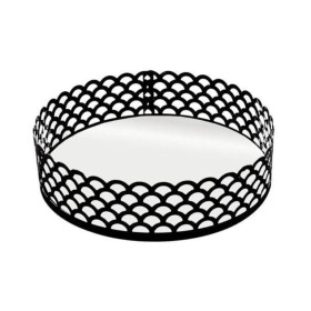 BANDEJA METAL COM ESPELHO REDONDA PRETA ARLES FOSCO REF.220777 LYOR