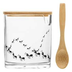 AÇUCAREIRO VIDRO COM COLHER E TAMPA BAMBU NEW BUG LYOR REF 221417