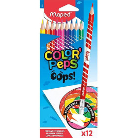 LÁPIS DE COR 12 CORES COLOR PEPS OOPS APAGÁVEL REF 832812 MAPED