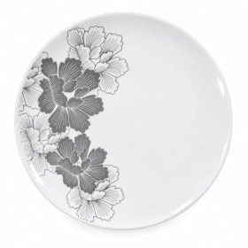 PRATO CERAMICA SOBREMESA 20CM OXFORD BRANCO/CINZA