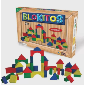BLOKITOS JOGO DE MONTAR 60 PECAS MADEIRA +3 ANOS REF 2915 PAIS E FILHOS