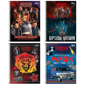 CADERNO UNIVERSITARIO ESPIRAL CAPA DURA 1 MATERIA 80FLS STRANGER THINGS 200X275MM REF 294136 TILIBRA