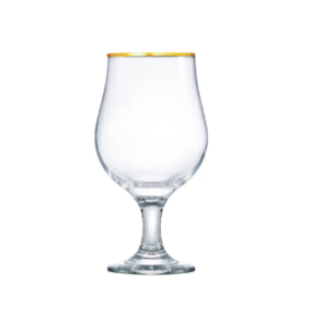 TAÇA CEREJA VIDRO 380ML BORDA DOURADA